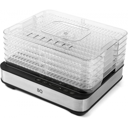 Сушилка для овощей и фруктов BQ FD1003 Black-Steel, Мощность 420 Вт, Электронная настройка времени и температуры, 5 регулируемых по высоте поддонов , 3 дополнительных поддона для пастилы, Равномерный нагрев, Сохраняет максимум витаминов и питательных веще, фото 