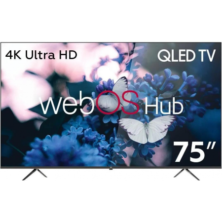 Телевизор BQ 75FSU02B Black. 75, 190,5 см, прослеживаемый товар, матрица QLED с высокой яркостью и точной цветопередачей, UHD(3840*2160), 350 cd/m2 ±10%, 1200:1, DVB-C/T/T2/S2, 3 HDMI, 2 USB, звук 2x12 Вт, box speakers, Smart TV ОС webOS HUB 7.0 с удобным, фото 