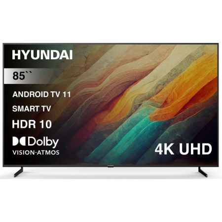 Телевизор LED Hyundai 85 H-LED85BU7007 Android TV Metal черный/черный 4K Ultra HD 60Hz DVB-T DVB-T2 DVB-C DVB-S DVB-S2 USB WiFi Smart TV, фото 