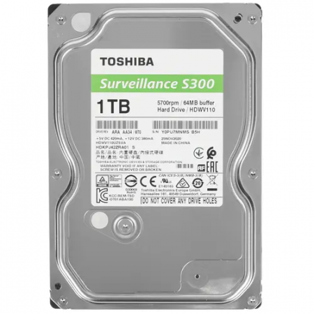 1 ТБ Жесткий диск Toshiba S300 Surveillance [HDWV110UZSVA], фото , изображение 2