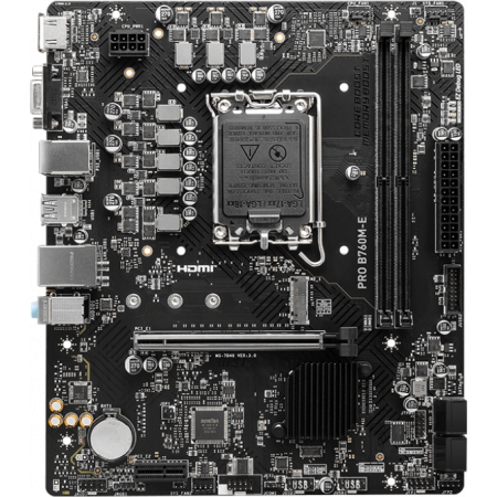 Материнская плата MSI PRO B760M-E Soc-1700 Intel B760 2xDDR5 mATX AC`97 8ch(7.1) GbLAN+VGA+HDMI, фото 