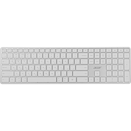 Клавиатура Acer OKR301 белый/серебристый USB беспроводная BT/Radio slim Multimedia (ZL.KBDEE.015), фото 