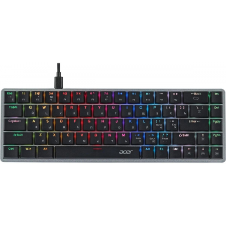 Клавиатура Acer OKW302 механическая серебристый USB for gamer LED (ZL.KBDCC.01C), фото 