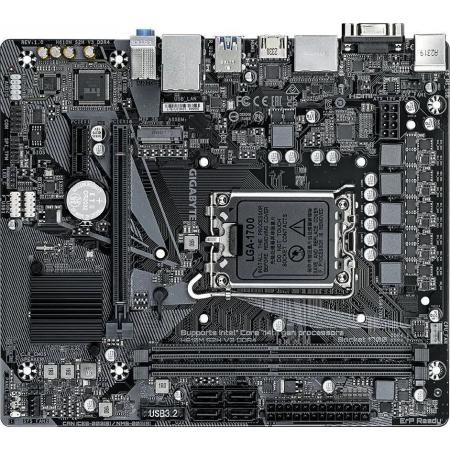 Материнская плата Gigabyte H610M S2H V3 DDR4, Socket 1700, Intel®H610, 2xDDR4-3200, D-SUB+DVI-D+HDMI+DP, 1xPCI-Ex16, 1xPCI-Ex1, 4xSATA3, 1xM.2, 8Ch Audio, GLan, (4+4)xUSB2.0, (2+2)xUSB3.2, 2xPS/2, mATX, RTL, фото 