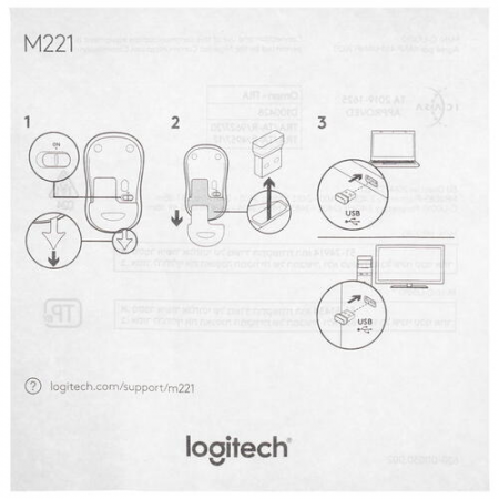 Мышь беспроводная Logitech Wireless Mouse M221 (910-006091) розовый, фото , изображение 4