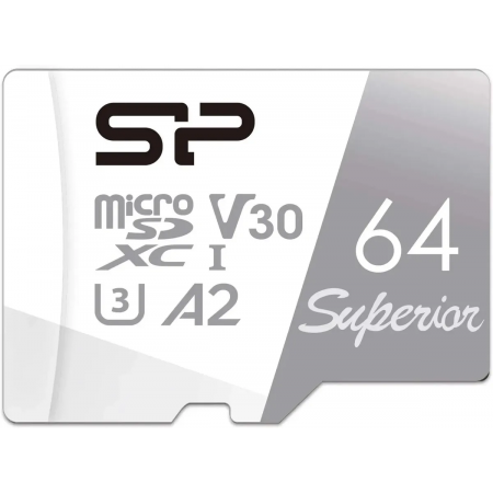 Карта памяти micro SDHC Silicon Power Superior 64Gb (SP064GBSTXDV3V20SP), фото 