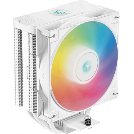 Кулер DEEPCOOL AG400 DIGITAL WH ARGB LGA1700/1200/115X/AM5/AM4 (9шт/кор, TDP 220W, PWM, ARGB Fan 120mm, 4 тепл. трубки, белый) RET, фото 
