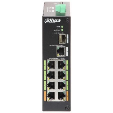 Коммутатор Dahua DH-LR2110-8ET-120 (L2) 1x100Мбит/с 8x1Гбит/с 1SFP 6PoE+ 2PoE++ 120W неуправляемый, фото 