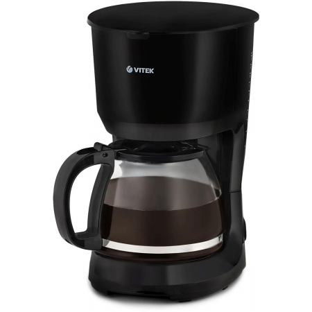 Кофеварка VITEK VT-1528 BK Капельная. Мощность 750Вт. Материал корпуса Пластик. Объем 1,25л. Индикация включения. Плита автоподогрева. Противокапельная система. Приготовление эспрессо. Фильтр. Тип используемого кофе молотый., фото 