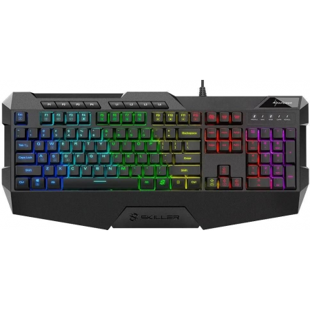 Игровая клавиатура Sharkoon Skiller SGK4 (резиновые колпачки, RGB подсветка, USB), фото 
