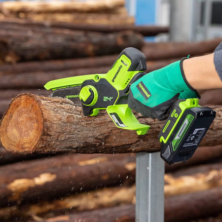 Цепная мини пила GreenWorks G24MCS10 аккумуляторная, 24V, 10см, без АКБ и ЗУ [2008207], фото , изображение 5