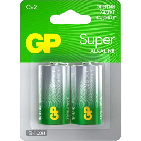 Батарея GP Super G-Tech Alkaline 14A LR14 C (2шт) блистер, фото 