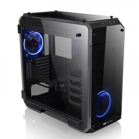 Корпус View 71 TG (840574) CA-1I7-00F1WN-00 /Black/Win/SPCC/Tempered Glass*4/Color Box/Riing 140mm Blue Fan*2, фото 