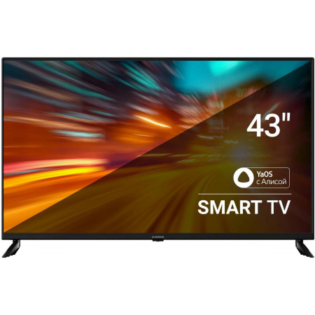 Телевизор LED SunWind 43 SUN-LED43XU400 Яндекс.ТВ черный 4K Ultra HD 60Hz DVB-T DVB-T2 DVB-C DVB-S DVB-S2 USB WiFi Smart TV, фото 