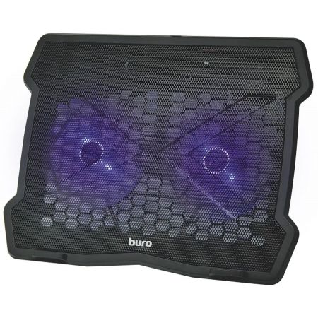 Охлаждающая подставка для ноутбука Buro BU-LCP150-B212 15335x265x22мм 74.35дБ 1xUSB 2x 140ммFAN 480г металлическая сетка/пластик черный, фото 