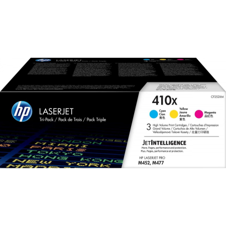 Тонер-картридж комплект HP 410X (CF252XM) голубой/пурпурный/желтый для HP Color LaserJet Pro M377/M452, фото 