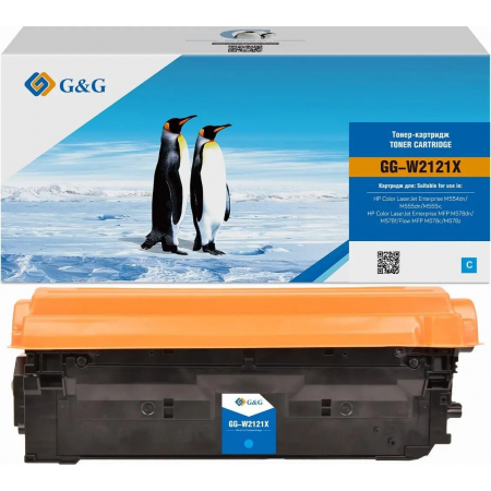 Картридж лазерный G&G 212X GG-W2121X голубой (10000стр.) для HP Color LJ M554/M555/578 Enterprise, фото 
