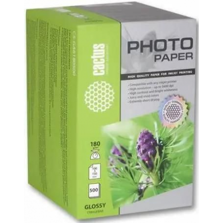 Фотобумага Cactus CS-GA6180500 глянцевая A6 180 г/м2 500 листов, фото 