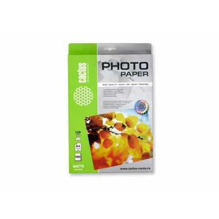 Фотобумага Cactus CS-MA4120100 A4/120г/м2/100л. матовая для струйной печати, фото 