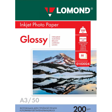 Бумага Lomond 0102024 A3/200г/м2/50л./белый глянцевое для струйной печати, фото 