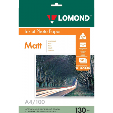 Фотобумага Lomond 0102004 A4/130г/м2/100л./белый матовое/матовое для струйной печати, фото 