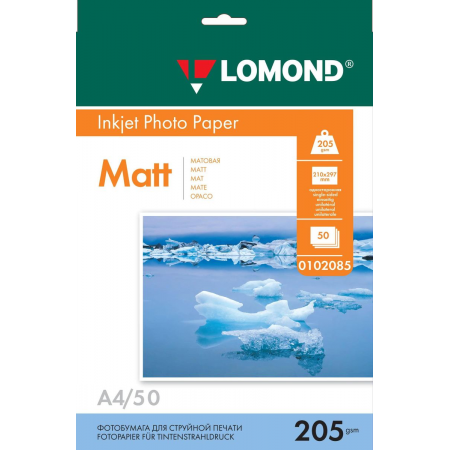 Фотобумага Lomond 0102085 A4/205г/м2/50л./белый матовое для струйной печати, фото 