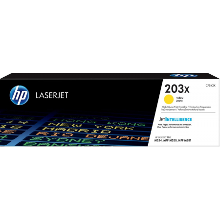 Тонер-картридж HP CF542X (HP 203X) жёлтый для HP LaserJet M254/M280/M281 2500 страниц., фото 
