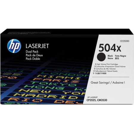 Тонер-картридж HP CE250XD черный двойная упаковка для CLJ CP3525, CM3530 2 х 10 500 стр., фото 