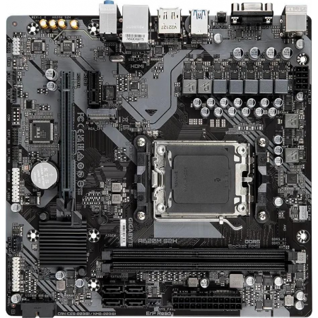Материнская плата Gigabyte A620M S2H, Socket AM5, AMD A620, 2xDDR5-5200, D-SUB+HDMI+DP, 1xPCI-Ex16, 1xPCI-Ex1, 4xSATA3(RAID 0/1/10), 1xM.2, 8 Ch Audio, GLan, (4+4)xUSB2.0, (2+2)xUSB3.2, 1xPS/2, mATX, RTL, фото 
