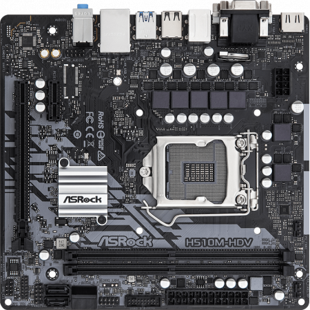 Материнская плата Asrock H510M-HVS R2.0 Soc-1200 Intel H510 2xDDR4 mATX AC`97 8ch(7.1) GbLAN+VGA+HDMI, фото 