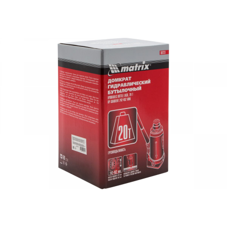 Домкрат MATRIX 50731  бутылочный 20т h подъема 242–452мм, фото , изображение 20