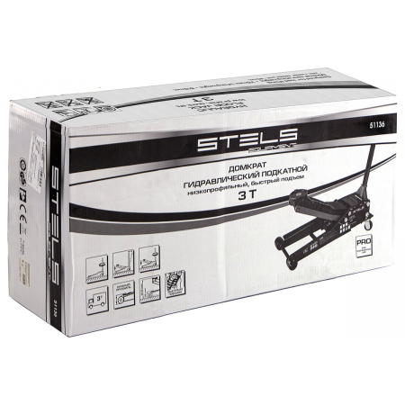 Домкрат гидравлический подкатной STELS 51136, быстрый подъем 3т low profile quick lift 75-515мм про, фото , изображение 17