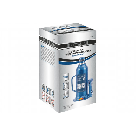 Домкрат гидравлический бутылочный, 12 т, h подъема 227–457 мм// Stels, фото , изображение 12
