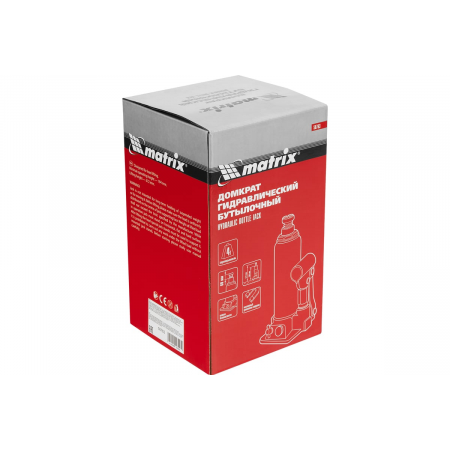 Домкрат гидравлический бутылочный, 4 т, h подъема 194–372 мм// Matrix, фото , изображение 12