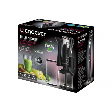 Блендер погружной Endever Sigma-83, цвет черный/белый, мощность 1000Вт,  нож из нержавеющей стали, комплект аксессуаров, 8 шт/уп., фото , изображение 15