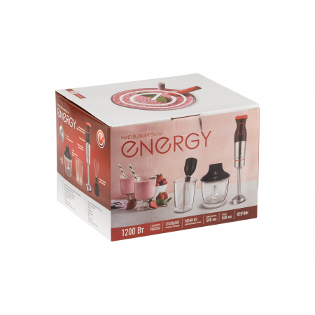 Блендерный набор ENERGY EN-141, 1200Вт, 2 скорости, стакан для смешивания, венчик, измельчитель, фото , изображение 5