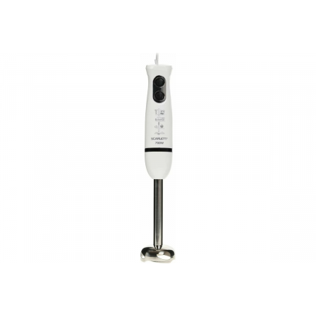 Блендер SCARLETT SC-HB42M33 белый Максимальная мощность 700 Вт, 4 в 1: подходит для измельчения, взбивания, смешивания, приготовления картофельного пюре, Измельчитель 0.6л Насадка блендер из нержавеющей стали «Steel Pro», Венчик для взбивания Насадка для, фото , изображение 2