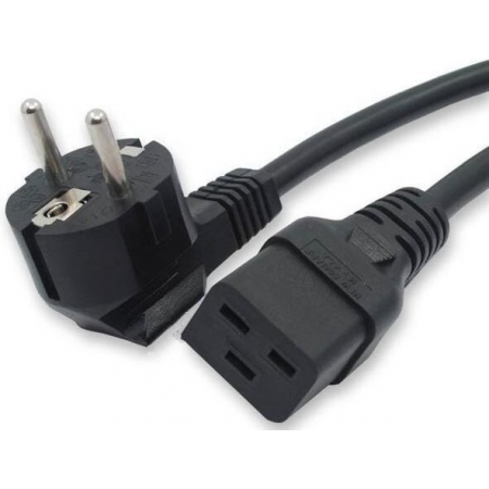 Кабель питания Hyperline PWC-IEC19-SHM-5.0-BK (Shucko+C19) (3x1.5), 5м, фото 