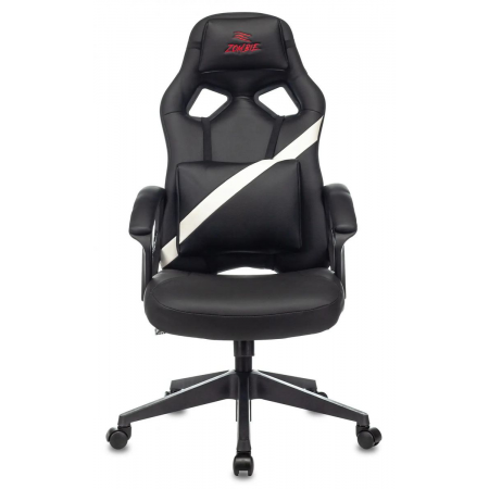 Кресло игровое Zombie DRIVER черный/белый искусственная кожа с подголов. крестовина пластик, фото , изображение 2