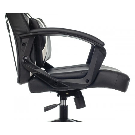 Кресло игровое Zombie DRIVER черный/белый искусственная кожа с подголов. крестовина пластик, фото , изображение 10