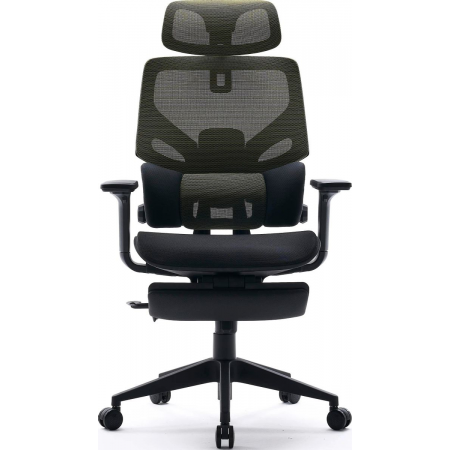 Кресло Cactus CS-CHR-MC01-LGNBK салатовый сиденье черный сетка/ткань с подголов. крестов. пластик подст.для ног, фото , изображение 2