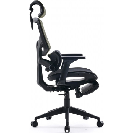 Кресло Cactus CS-CHR-MC01-LGNBK салатовый сиденье черный сетка/ткань с подголов. крестов. пластик подст.для ног, фото , изображение 3