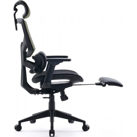 Кресло Cactus CS-CHR-MC01-LGNBK салатовый сиденье черный сетка/ткань с подголов. крестов. пластик подст.для ног, фото , изображение 4