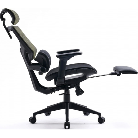 Кресло Cactus CS-CHR-MC01-LGNBK салатовый сиденье черный сетка/ткань с подголов. крестов. пластик подст.для ног, фото , изображение 5