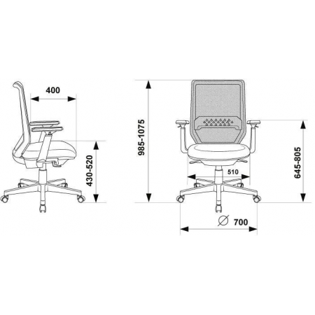 Кресло Бюрократ MC-W611N темно-серый TW-04 38-417 сетка/ткань крестовина пластик пластик белый, фото , изображение 9