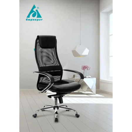 Кресло руководителя Бюрократ CH-609SL/BLACK спинка сетка черный TW-01 TW-11 искусст.кожа/ткань крестовина хром, фото , изображение 6