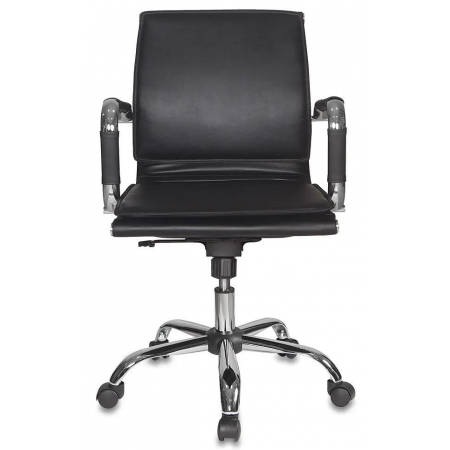 Кресло руководителя Бюрократ CH-993-Low/Black низкая спинка черный искусственная кожа крестовина хром, фото , изображение 2