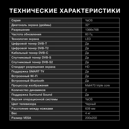 Телевизор LED Hyundai 32 H-LED32BS5003 Яндекс.ТВ Frameless черный HD READY 60Hz DVB-T DVB-T2 DVB-C DVB-S DVB-S2 USB WiFi Smart TV, фото , изображение 7