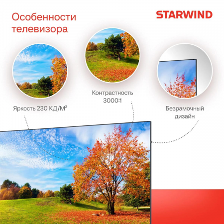 Телевизор LED Starwind 43 SW-LED43UG403 Яндекс.ТВ Frameless черный 4K Ultra HD 60Hz DVB-T DVB-T2 DVB-C DVB-S DVB-S2 USB WiFi Smart TV, фото , изображение 5