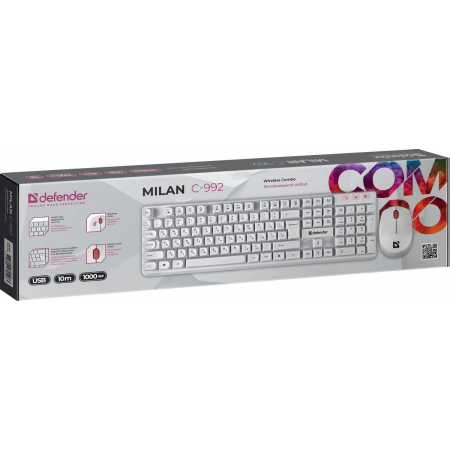 Клавиатура + мышка DEFENDER MILAN C-992 RU WHITE 45994, фото , изображение 5